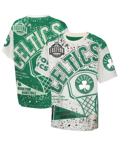 Outerstuff Kids' Big Boys And Girls Cream Boston Celtics Top Player All-over-print T-shirt In Multi