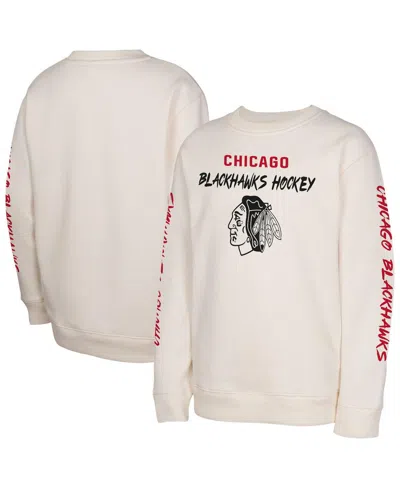 Outerstuff Kids' Big Boys And Girls Cream Chicago Blackhawks Star Power Pullover Sweatshirt In Neutral