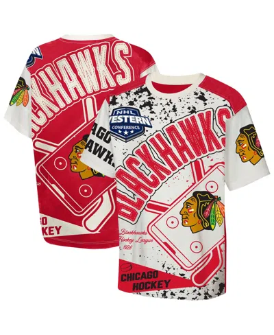 Outerstuff Kids' Big Boys And Girls Cream Chicago Blackhawks Top Player T-shirt