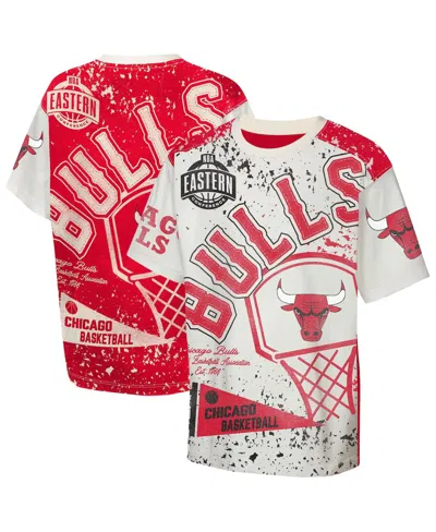Outerstuff Kids' Big Boys And Girls Cream Chicago Bulls Top Player All-over-print T-shirt In White