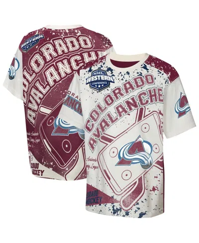 Outerstuff Kids' Big Boys And Girls Cream Colorado Avalanche Top Player T-shirt In Blue
