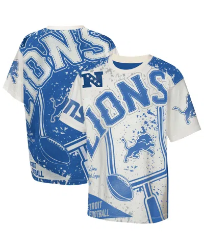 Outerstuff Kids' Big Boys' And Girls' Cream Detroit Lions T-shirts Player T-shirt In Blue