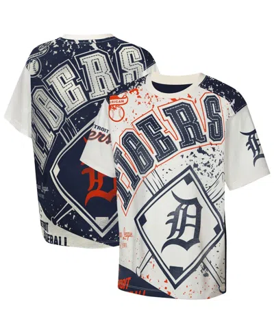 Outerstuff Kids' Big Boys And Girls Cream Detroit Tigers Big League Top Player Bold All-over-print T-shirt In Multi