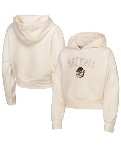 Outerstuff Kids' Big Boys And Girls Cream Georgia Bulldogs Oversized Blitz Cropped Pullover Hoodie In Black