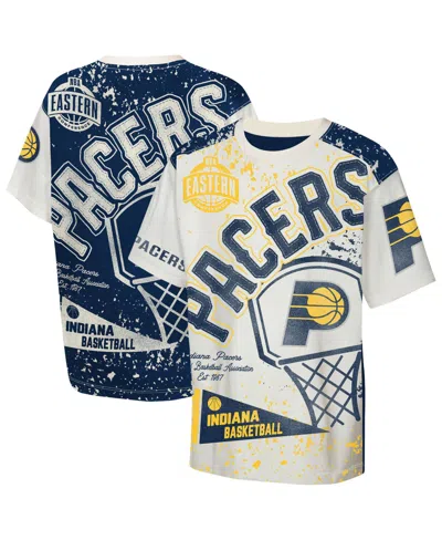 Outerstuff Kids' Big Boys And Girls Cream Indiana Pacers Top Player All-over-print T-shirt