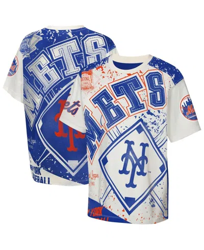 Outerstuff Kids' Big Boys And Girls Cream New York Mets Big League Top Player Bold All-over-print T-shirt In Multi
