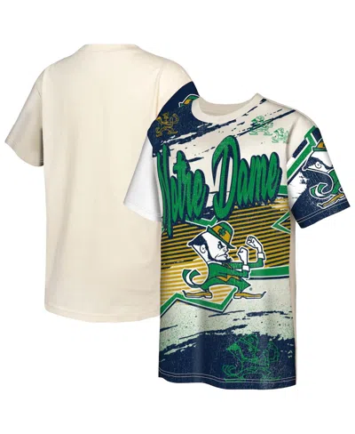 Outerstuff Kids' Big Boys And Girls Cream Notre Dame Fighting Irish Make Noise T-shirt In Animal Print