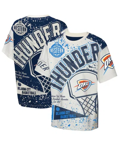 Outerstuff Kids' Big Boys And Girls Cream Oklahoma City Thunder Top Player All-over-print T-shirt In Multi