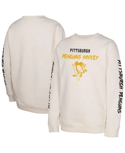 Outerstuff Kids' Big Boys And Girls Cream Pittsburgh Penguins Star Power Pullover Sweatshirt In Neutral