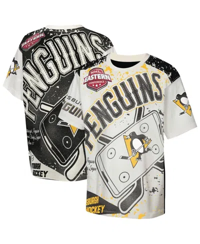 Outerstuff Kids' Big Boys And Girls Cream Pittsburgh Penguins Top Player T-shirt In Multi