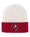 Outerstuff Big Boys And Girls Cream, Red Tampa Bay Buccaneers Bone Cuffed Knit Hat In Cream,red