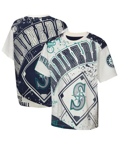 Outerstuff Kids' Big Boys And Girls Cream Seattle Mariners Big League Top Player Bold All-over-print T-shirt