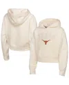 Outerstuff Girl's Youth  Cream Texas Longhorns Oversized Blitz Cropped Pullover Hoodie In Neutral