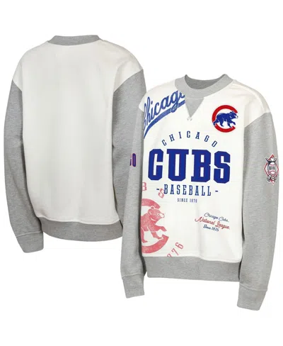 Outerstuff Kids' Big Boys And Girls Cream/gray Chicago Cubs Big League Power Hit Fleece Sweatshirt
