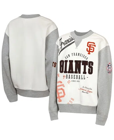 Outerstuff Kids' Big Boys And Girls Cream/gray San Francisco Giants Big League Power Hit Fleece Sweatshirt