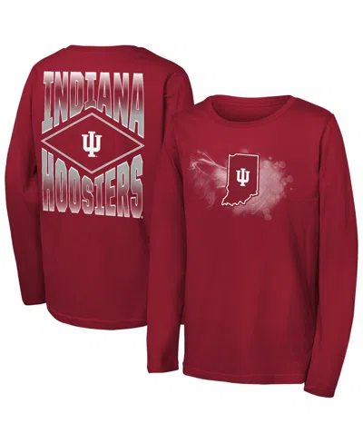 Outerstuff Kids' Big Boys' And Girls' Crimson Indiana Hoosiers Full Steam Long-sleeves T-shirt