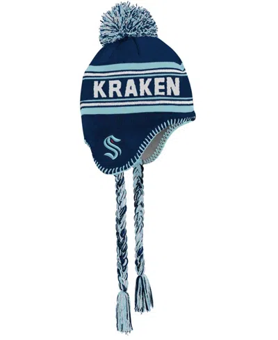Outerstuff Kids' Big Boys And Girls Deep Sea Blue Seattle Kraken Jacquard Tassel Knit Hat With Pom