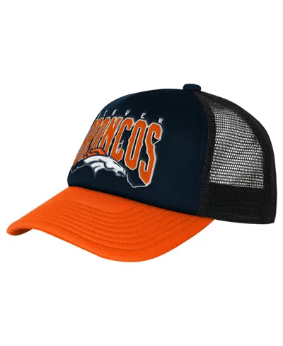 Outerstuff Kids' Big Boys And Girls Denver Broncos Handoff Foam Front Panel Trucker Hat In Blue