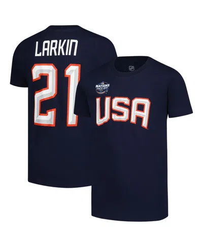 Outerstuff Kids'  Youth Dylan Larkin Navy  2025 4 Nations Face-off Player Name & Number T-shirt In Black