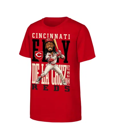 Outerstuff Kids' Big Boys' And Girls' Elly De La Cruz Red Cincinnati Reds Caricature Clash T-shirt In Burgundy