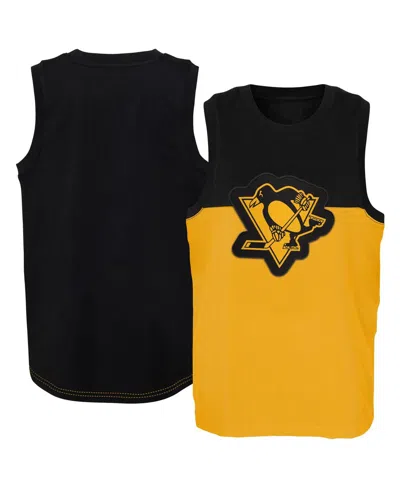 Outerstuff Kids' Big Boys And Girls Gold, Black Pittsburgh Penguins Revitalize Tank Top In Gold,black