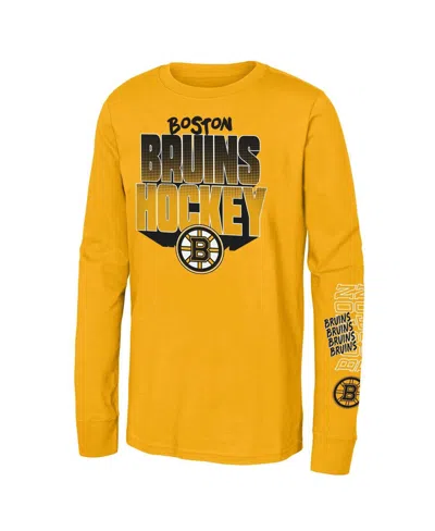 Outerstuff Kids' Big Boys And Girls Gold Boston Bruins Standout Long Sleeve T-shirt