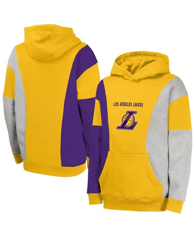 Outerstuff Kids' Big Boys And Girls Gold Los Angeles Lakers Ace In The Hole Pullover Hoodie