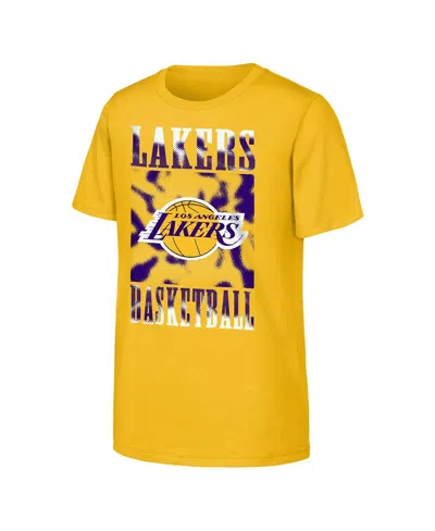 Outerstuff Kids' Big Boys And Girls Gold Los Angeles Lakers Garage Hero T-shirt