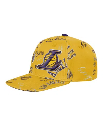 Outerstuff Kids' Big Boys And Girls Gold Los Angeles Lakers Street Hooper Allover Print Snapback Hat In Yellow