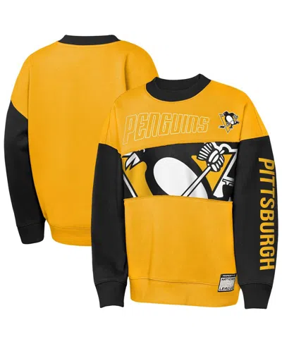 Outerstuff Kids' Big Boys And Girls Gold/black Pittsburgh Penguins Impact Player Sweatshirt In Yellow