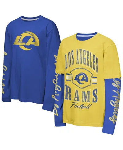 Outerstuff Kids' Big Boys' And Girls' Gold/royal Los Angeles Rams Motion T-shirt Combo Set, 2-piece In Gold,royal