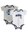 Outerstuff Big Boys And Girls Gray/white Tampa Bay Rays 2-pack Play Ball Bodysuit Set In Multi