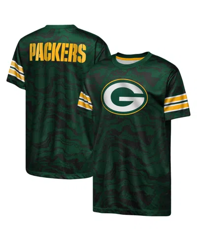 Outerstuff Kids' Big Boys And Girls Green Green Bay Packers Slant Route Performance T-shirt
