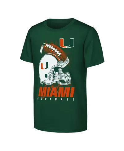 Outerstuff Kids' Big Boys' And Girls' Green Miami Hurricanes For The Glory Football Helmet T-shirt
