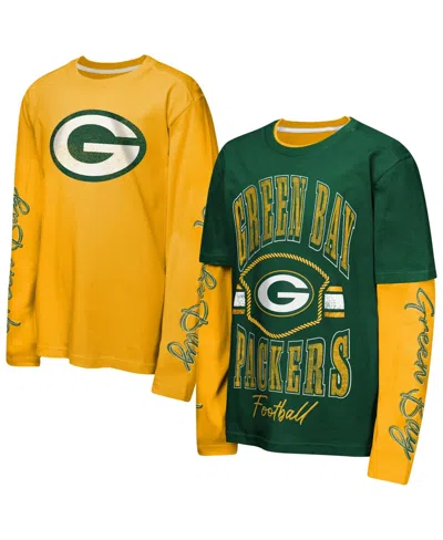 Outerstuff Kids' Big Boys' And Girls' Green/gold Green Bay Packers Motion T-shirt Combo Set, 2-piece In Green,gold
