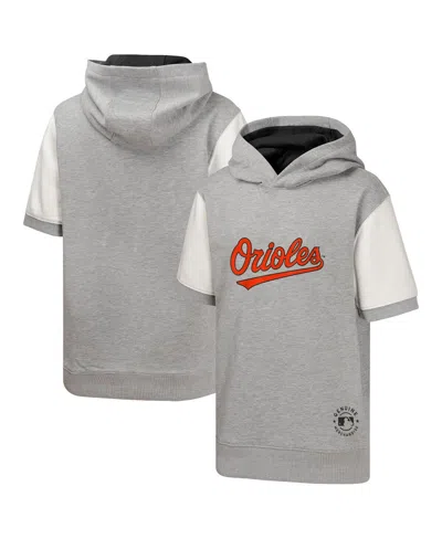 Outerstuff Kids' Big Boys And Girls Heather Gray Baltimore Orioles Line Up Short Sleeve Pullover Hoodie