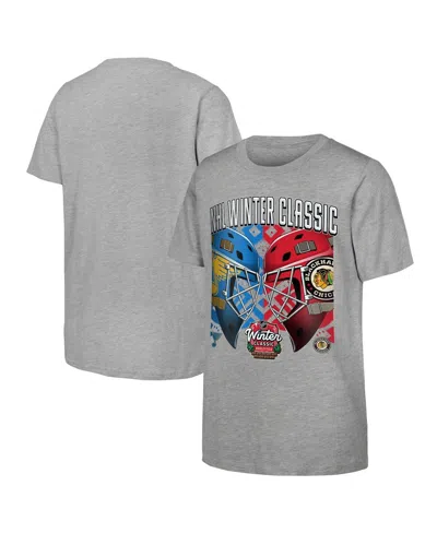 Outerstuff Kids' Big Boys And Girls Heather Gray Chicago Blackhawks Vs. St. Louis Blues 2025 Nhl Winter Classic Match
