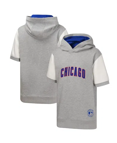 Outerstuff Kids' Big Boys And Girls Heather Gray Chicago Cubs Line Up Short Sleeve Pullover Hoodie
