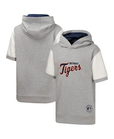 Outerstuff Kids' Big Boys And Girls Heather Gray Detroit Tigers Line Up Short Sleeve Pullover Hoodie