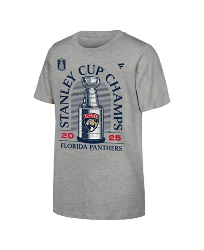Outerstuff Kids' Big Boys And Girls Heather Gray Florida Panthers 2025 Stanley Cup Champions Locker Room T-shirt