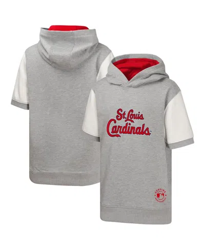 Outerstuff Kids' Big Boys And Girls Heather Gray St. Louis Cardinals Line Up Short Sleeve Pullover Hoodie