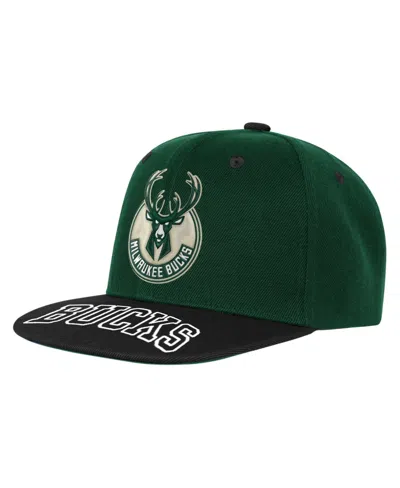 Outerstuff Kids' Big Boys' And Girls' Hunter Green/black Milwaukee Bucks Two-tone Snapback Hat