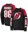 Outerstuff Big Boys And Girls Jack Hughes Black New Jersey Devils Best Defense Name Number Crewneck Sweatshirt In Black