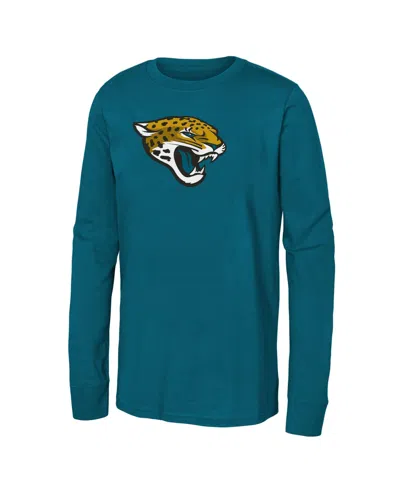 Outerstuff Kids' Big Boys And Girls Jacksonville Jaguars Long Sleeve Screen Print T-shirt In Teal