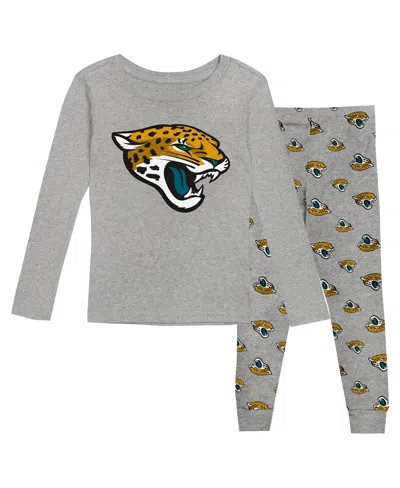 Outerstuff Big Boys And Girls Jacksonville Jaguars Long Sleeve T-shirt And Pants Sleep Set In Heather Gray