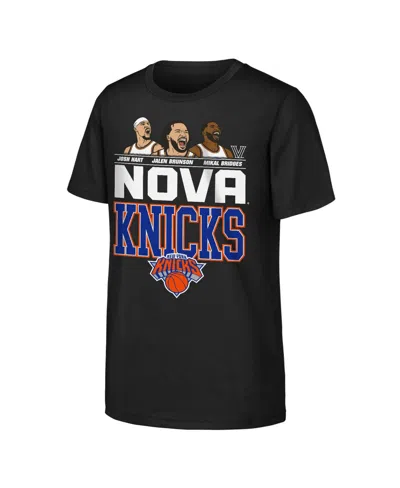 Outerstuff Kids' Big Boys And Girls Jalen Brunson, Josh Hart Mikal Bridges Black Nova Knicks T-shirt
