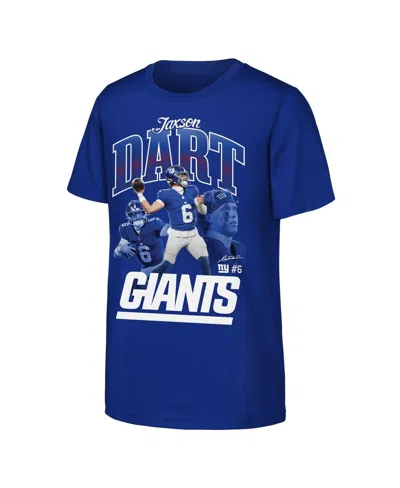 Outerstuff Kids' Big Boys And Girls Jaxson Dart Royal New York Giants Triple Pic T-shirt In Blue