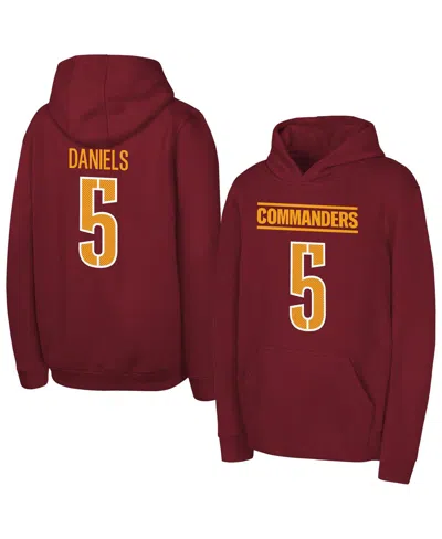 Outerstuff Kids' Big Boys And Girls Jayden Daniels Burgundy Washington Commanders Mainliner Player Name Number Hoodie