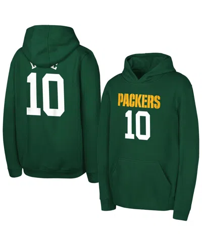 Outerstuff Big Boys And Girls Jordan Love Green Green Bay Packers Mainliner Player Name Number Hoodie