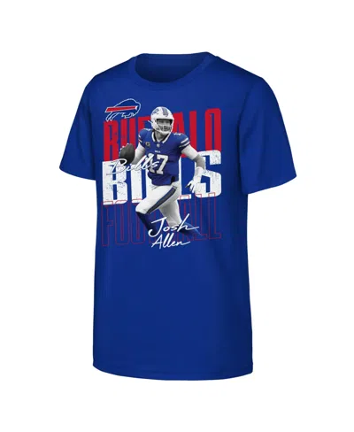 Outerstuff Kids' Big Boys' And Girls' Josh Allen Royal Buffalo Bills Legendary Player Card T-shirt
